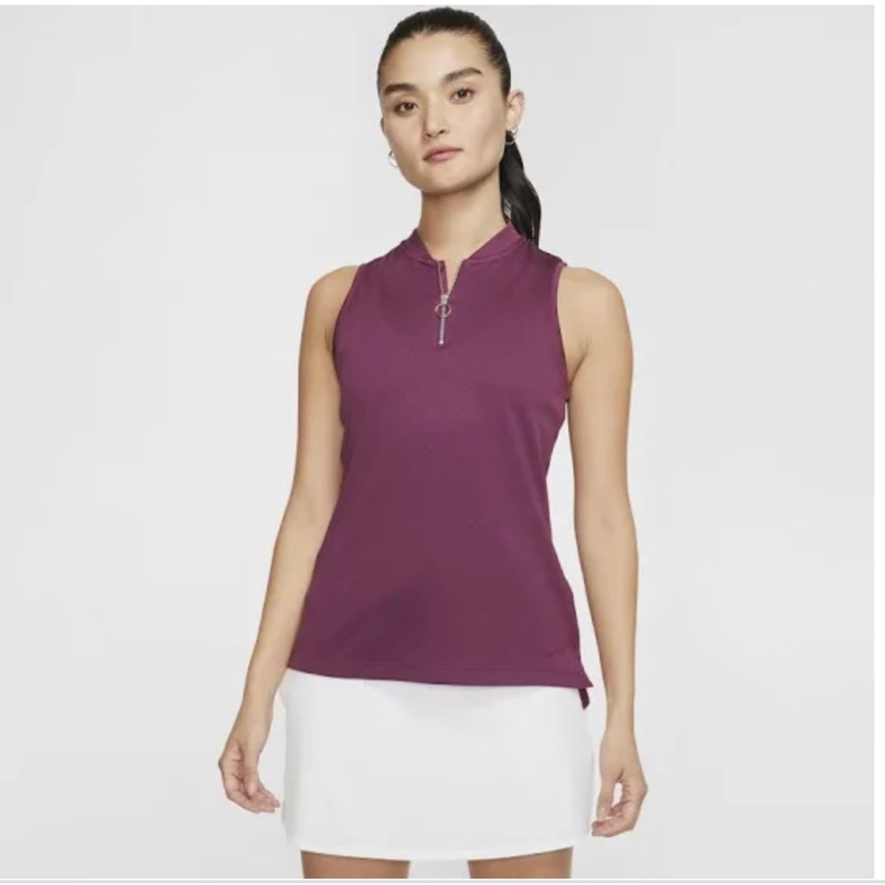 Nike Dri-FIT Zip Womens Sleeveless Golf Polo - Deep Plum - XS - Like New!